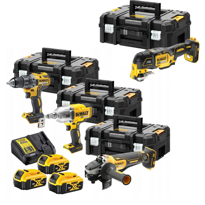 DCKM009 + DCS356NT DeWALT įrankių rinkinys (DCD791 + DCF899H + DCG406) + DCS356NT (3x5.0 Ah)