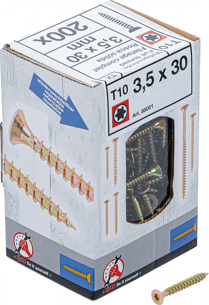 Universalūs varžtai | T-Star (Torx) T10 | 3,5 x 30 mm | 200 vnt. (88001)
