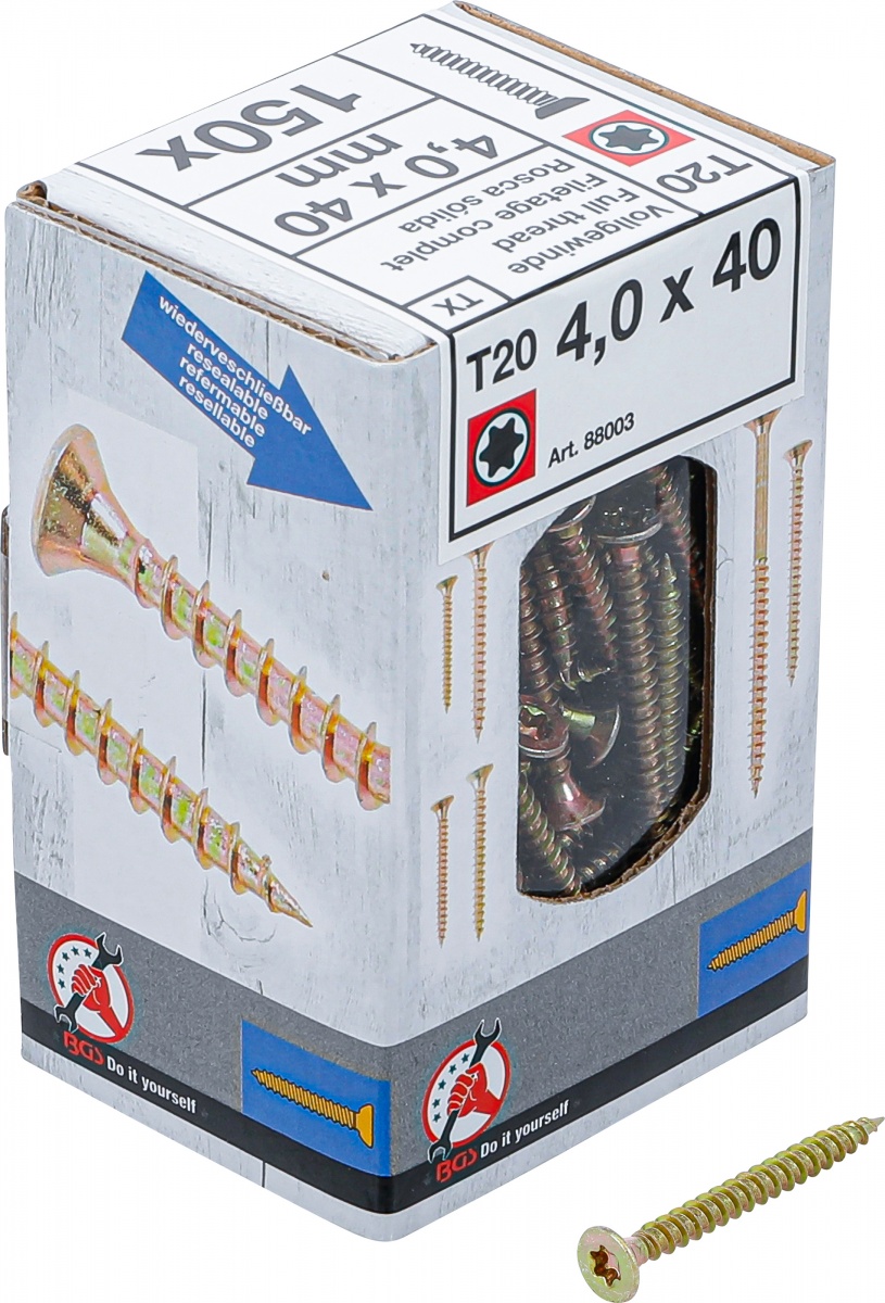 Universalūs varžtai | T-Star (Torx) T20 | 4.0 x 40 mm | 150 vnt. (88003)