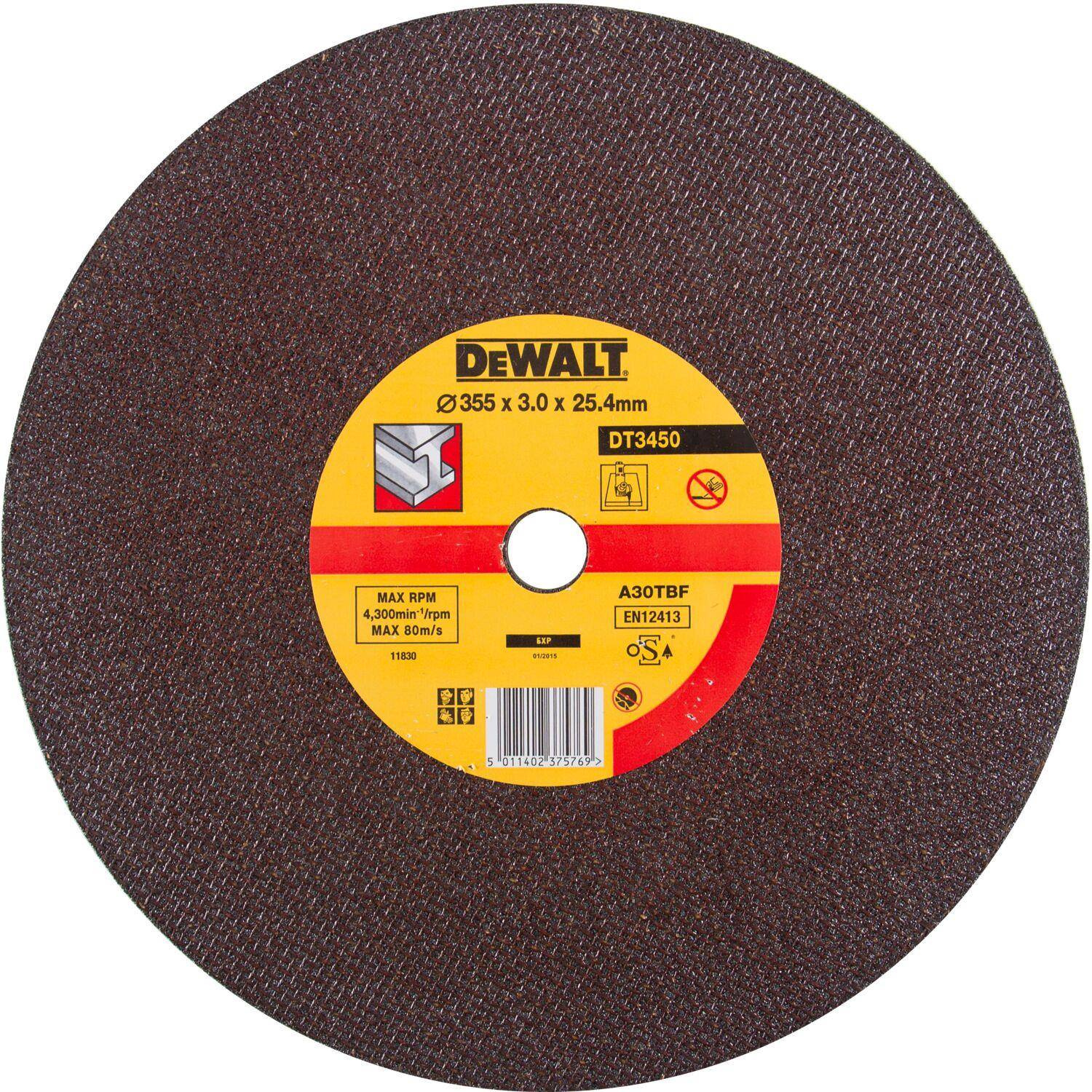 DeWalt DT3450-QZ metalo pjovimo diskas pjovimo staklėms - plokščias 355 x 3,0 x 25,4 mm