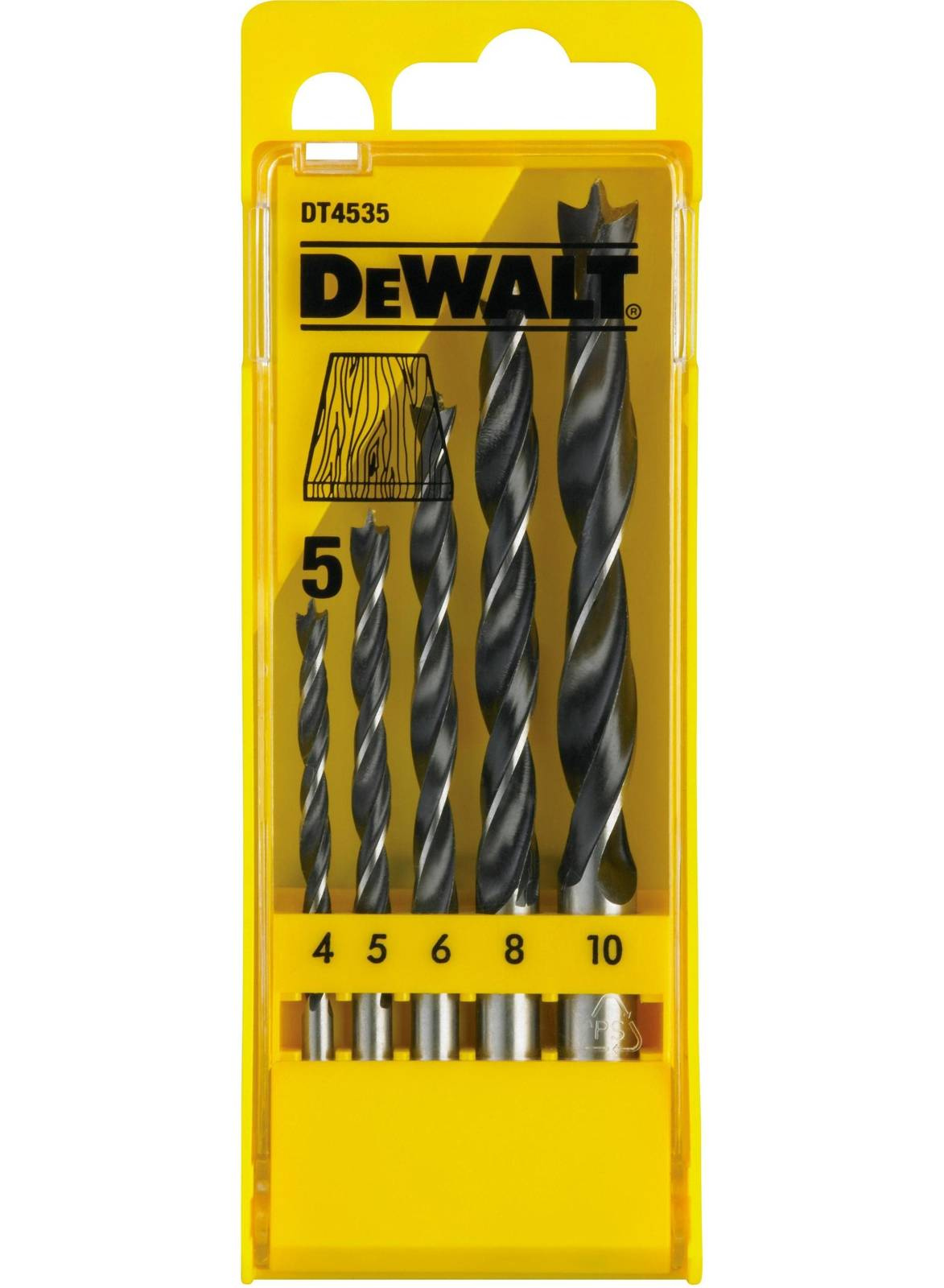 Medienos sukimo gręžimo rinkinys 4-10mm 5 vnt. DeWalt DT4535-QZ