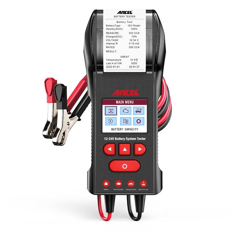 BST600 Ancel 12V/24V  akumuliatorių testeris su integruotu spausdintuvu