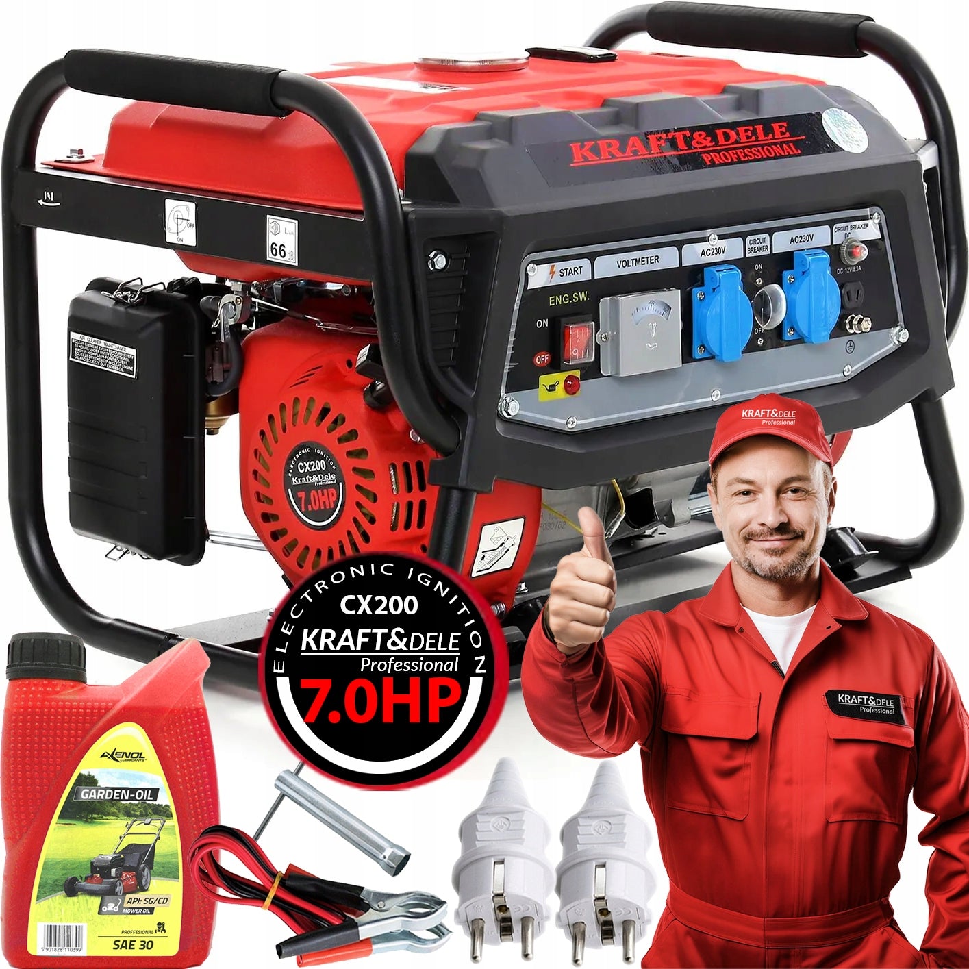 KRAFT&DELE KD136 galingas generatoriaus rinkinys su AVR technologija ir nemokama alyva