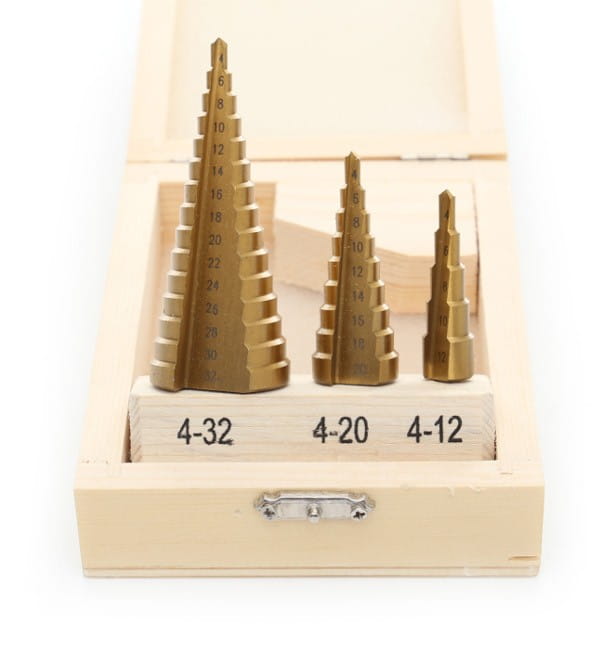 Laipsniniai grąžtai 4–32 mm, 3 vnt. komplektas KD10244