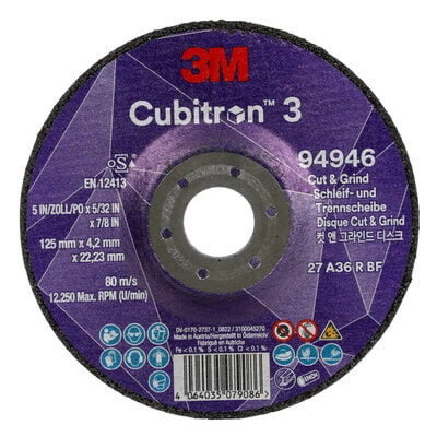 Pjovimo ir šlifavimo diskas Cubitron 3 T27 P36+ 125x4,2/22,23mm, 3M