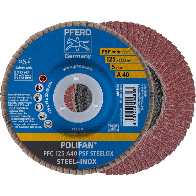 Lapelinis šlifavimo diskas PSF STEELOX 125mm P40 PFC, Pferd