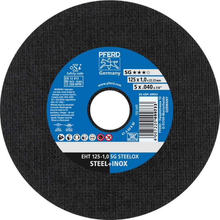 Pjovimo diskas SG Steelox 125x1,0mm, Pferd