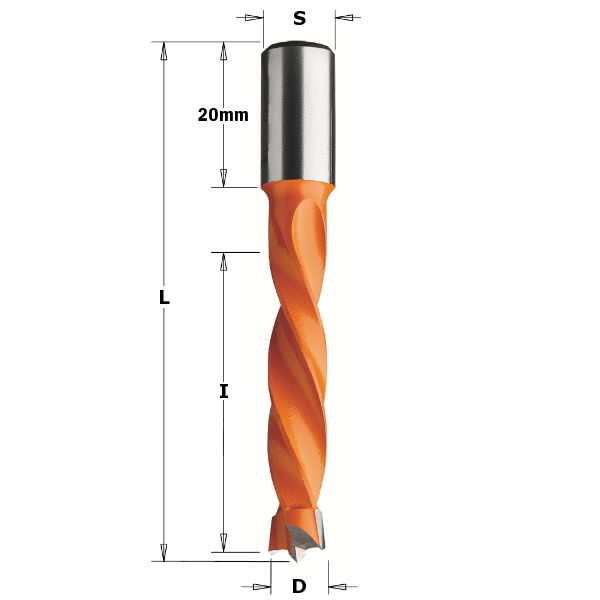 Spiralinis medžio grąžtas HM RH 5x43x70mm S=10x20mm, CMT