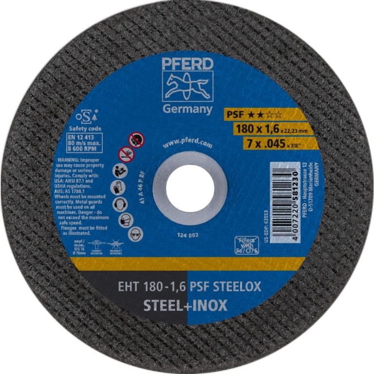 Pjovimo diskas PSF Steelox 180x1,6mm, Pferd