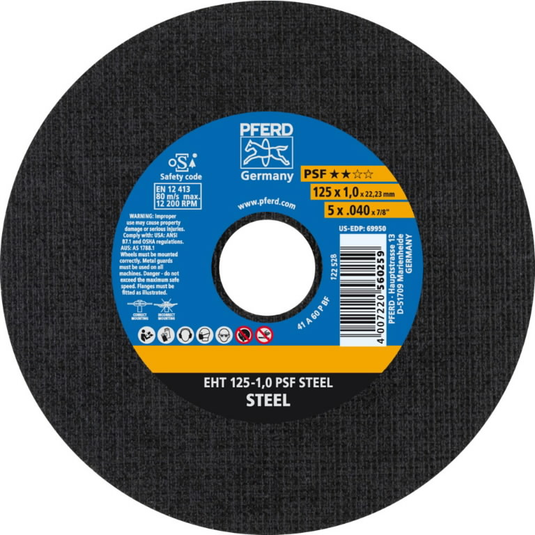 Pjovimo diskas PSF Steel 125x1mm, Pferd