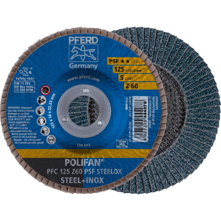Lapelinis šlifavimo diskas PSF STEELOX 125mm Z60 PFC, Pferd