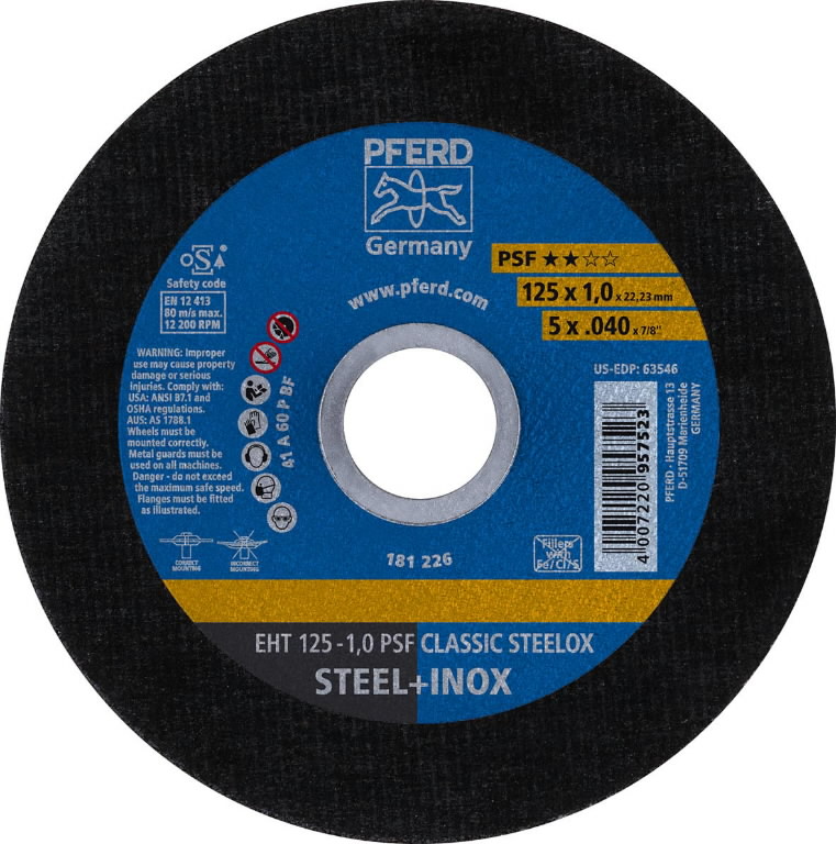 Pjovimo diskas PSF Classic Steelox 125x1mm, Pferd
