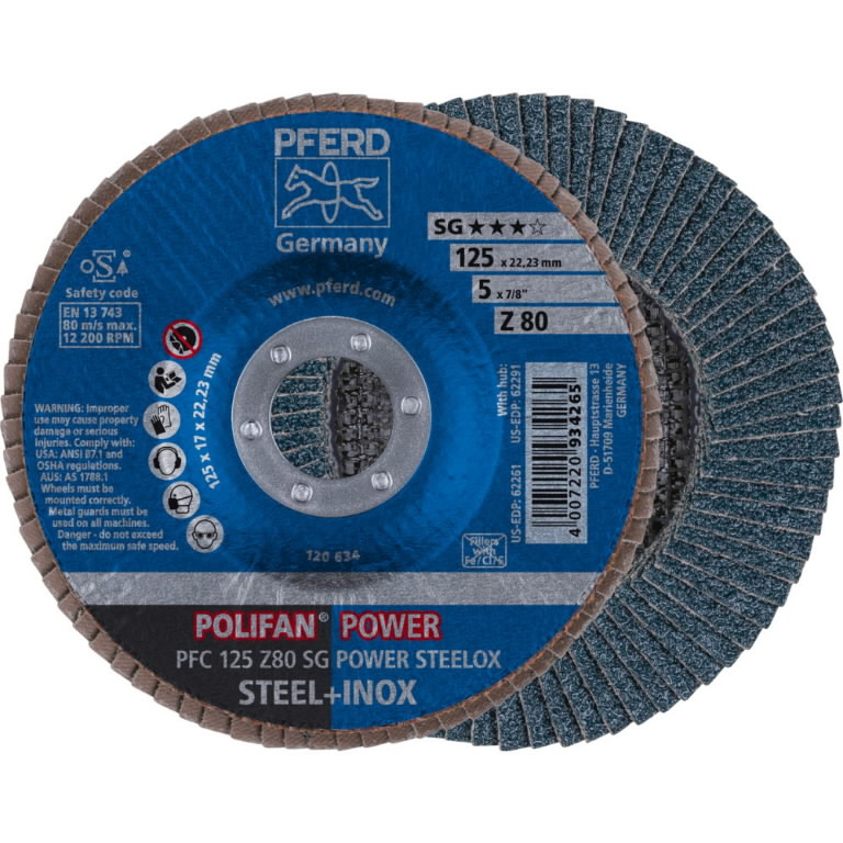 Lapelinis šlifavimo diskas SG POWER STEELOX 125mm Z80 PFC, Pferd