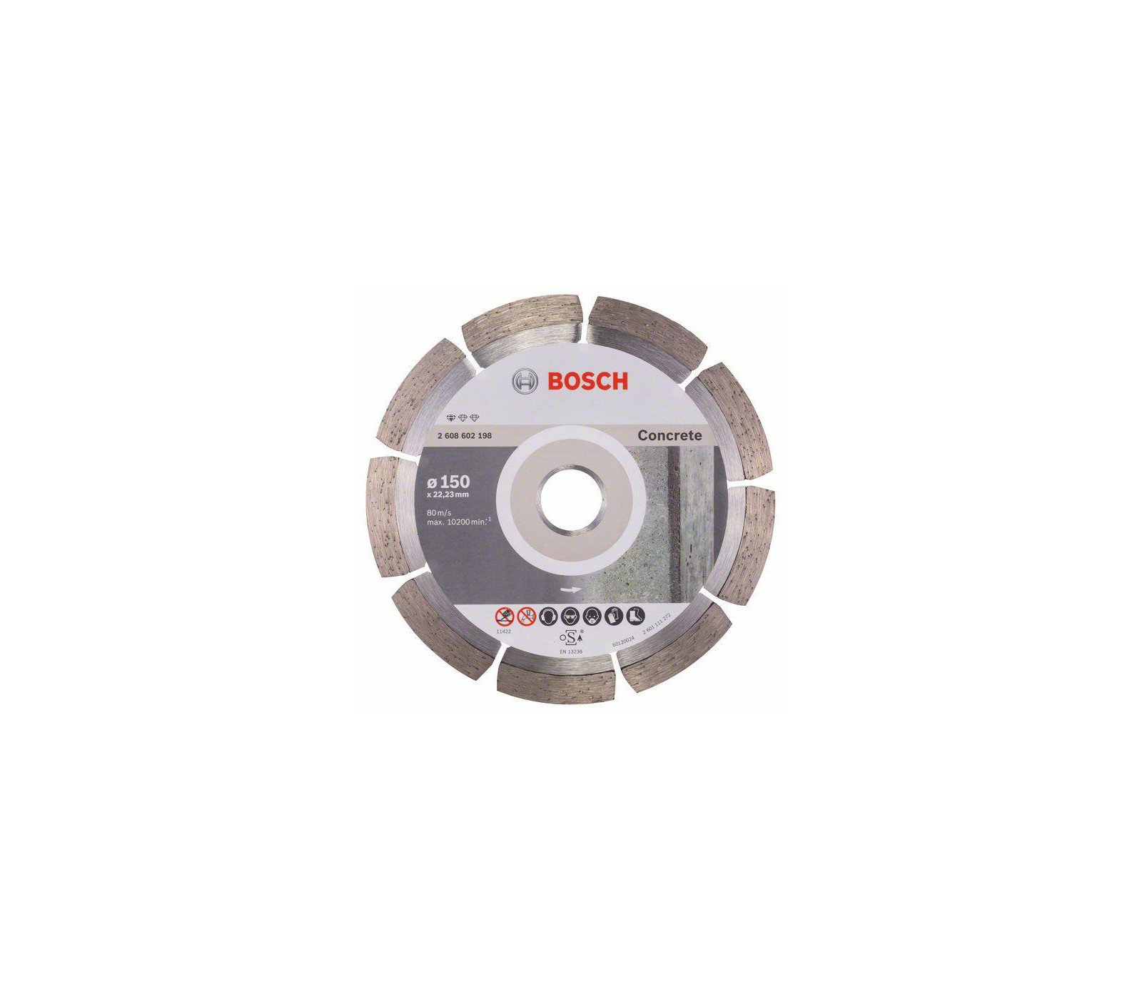 Deimantinis pjovimo diskas betonui Bosch Standard, 150 x 22,23 x 2 mm, 1 vnt.