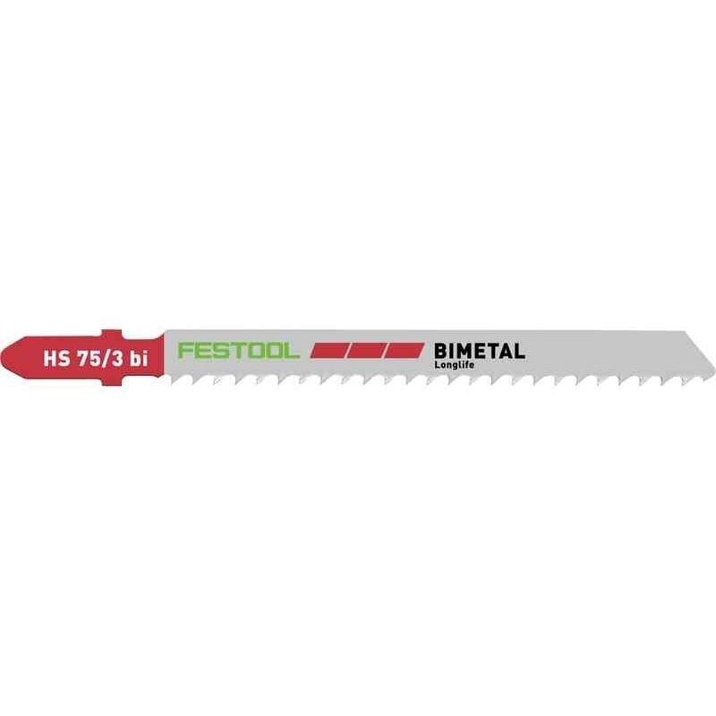 Festool siaurapjūklio pjūklelis PLASTICS SOLID MATERIAL HS 75/3 BI/5 (5 vnt)