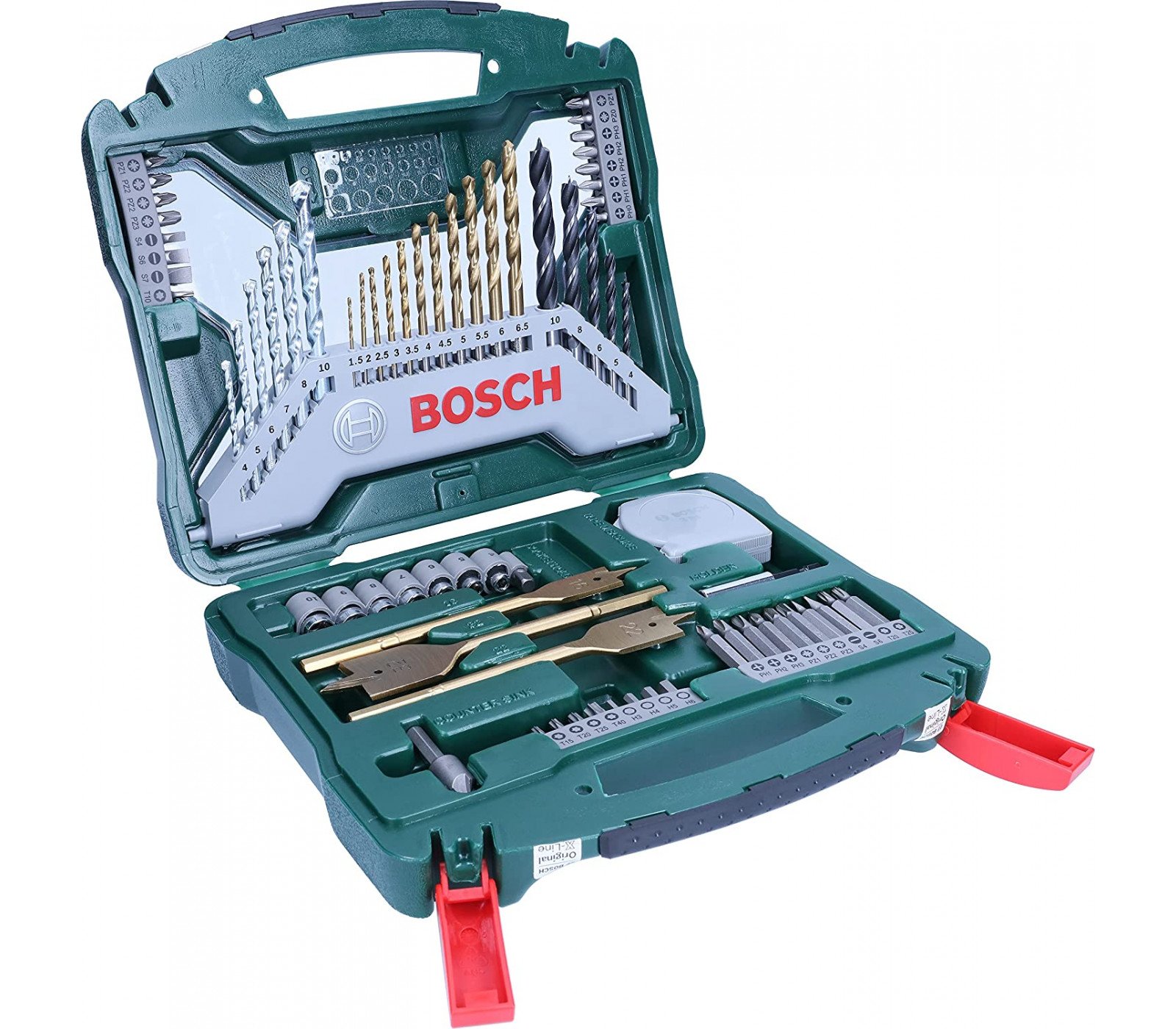 Bosch sukimo antgalių, galvučių ir grąžtų rinkinys Bosch X-Line Titanium, 70 vnt.