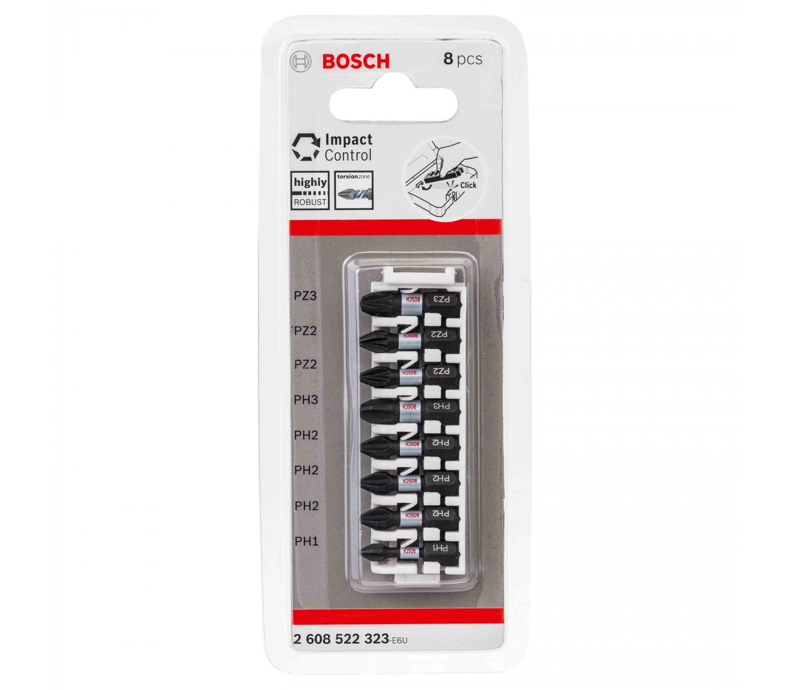 Bosch sukimo antgalių rinkinys Impact Control, 8 vnt. (PH1-PH3/PZ2-PZ3)