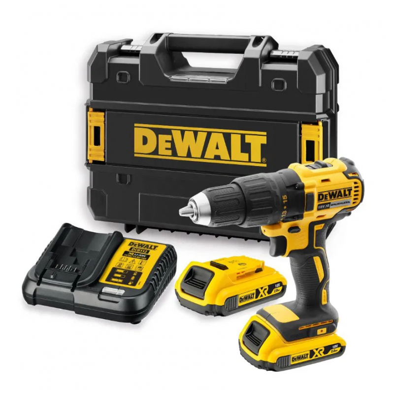 DCD777D2T DeWALT 18V akumuliatorinis suktuvas-gręžtuvas (2x2.0 Ah, 65 Nm)