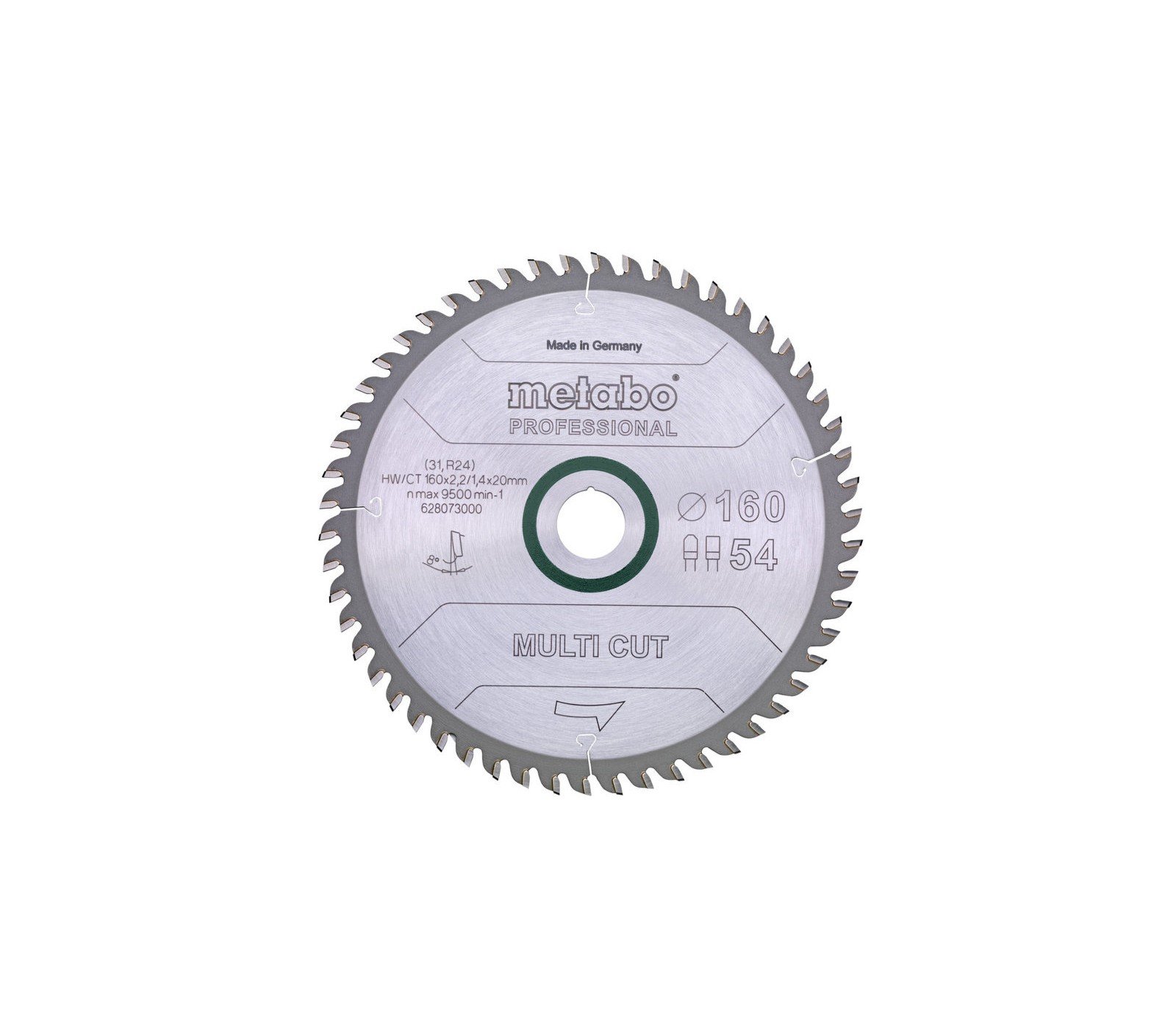 Pjovimo diskas Metabo "multi cut - professional", 165x20 Z54 FZ/TZ 5° (628293000)