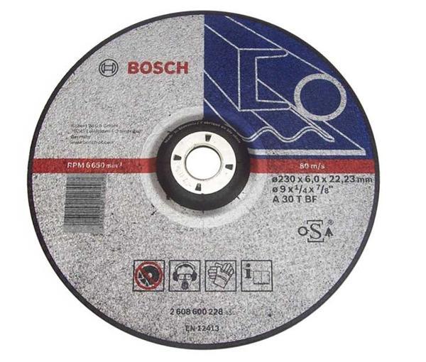 Šlifavimo diskas BOSCH, 230 x 6,0 x 22,23 mm, A 30 T BF, plienui, skardai