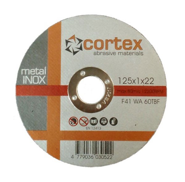 Metalo pjovimo diskas CORTEX, 125 x 1,0 x 22 mm, nerūdijančiam plienui