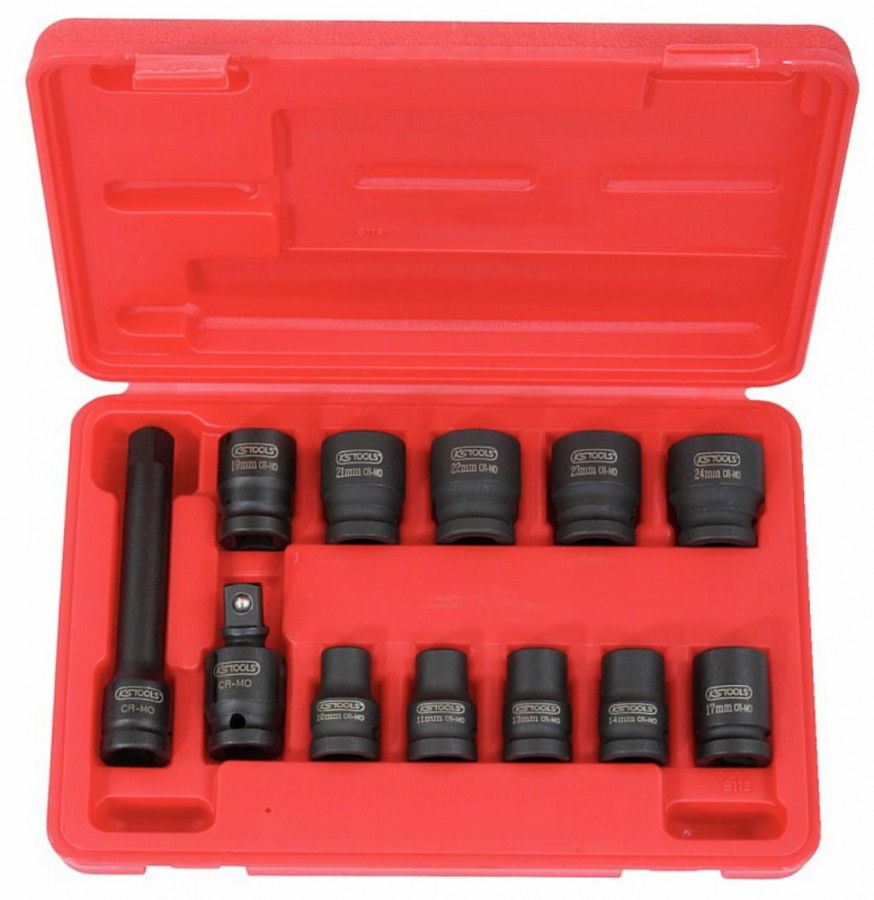 Smūginių galvučių komplektas trumpos KS Tools 1/2" 10-24mm 12-vnt