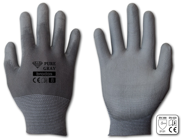 Sodo ir darbo pirštinės Bradas PURE GRAY, 10 dydis, 6 vnt.