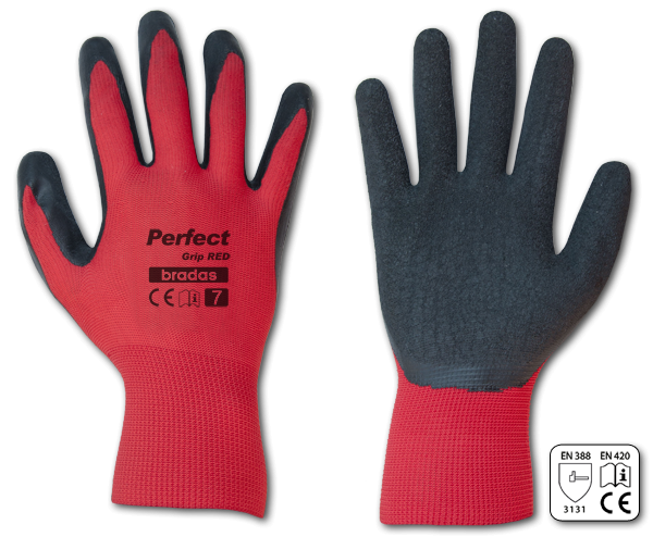 Apsauginės darbo pirštinės Bradas PERFECT GRIP RED, 9 dydis, 6 vnt.