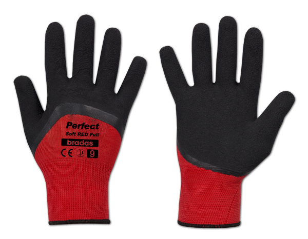 Sodo ir darbo pirštinės Bradas PERFECT SOFT RED FULL, 9 dydis, 6 vnt.