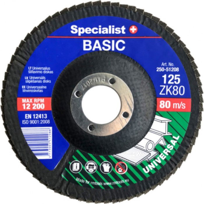 Žiedlapinis šlifavimo diskas SPECIALIST+ Basic, 125 x 22,22 mm, ZK60