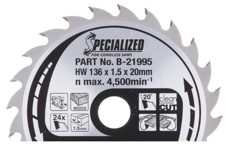 Medžio pjovimo diskas MAKITA, 136 x 1,5 x 20 mm, 24 dantų, 20°