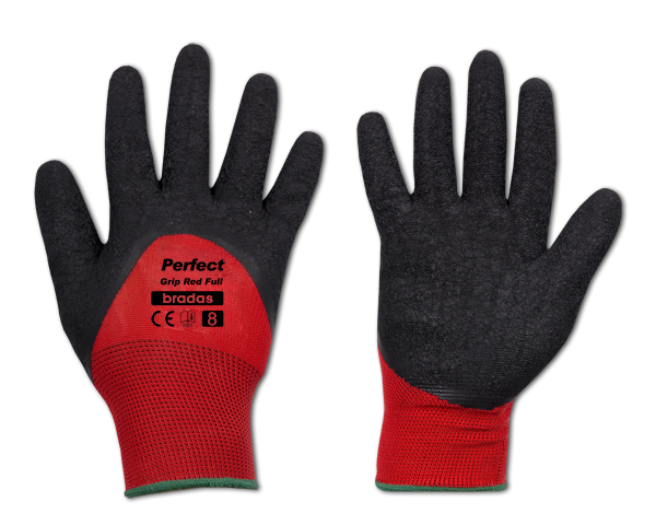 Apsauginės darbo pirštinės Bradas PERFECT GRIP RED FULL, 11 dydis, 6 vnt.