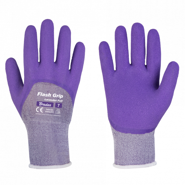 Sodo ir darbo pirštinės Bradas FLASH GRIP LAVENDER FULL, 8 dydis, 6 vnt.