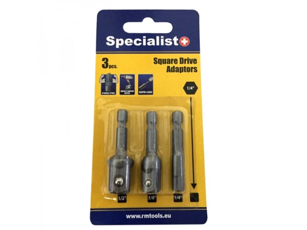 Adapterių rinkinys 1/4",3/8",1/2" 3 dalių Specialist