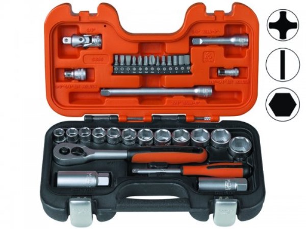Rinkinys galvučių 3/8" 10-22 mm 34 vnt Bacho