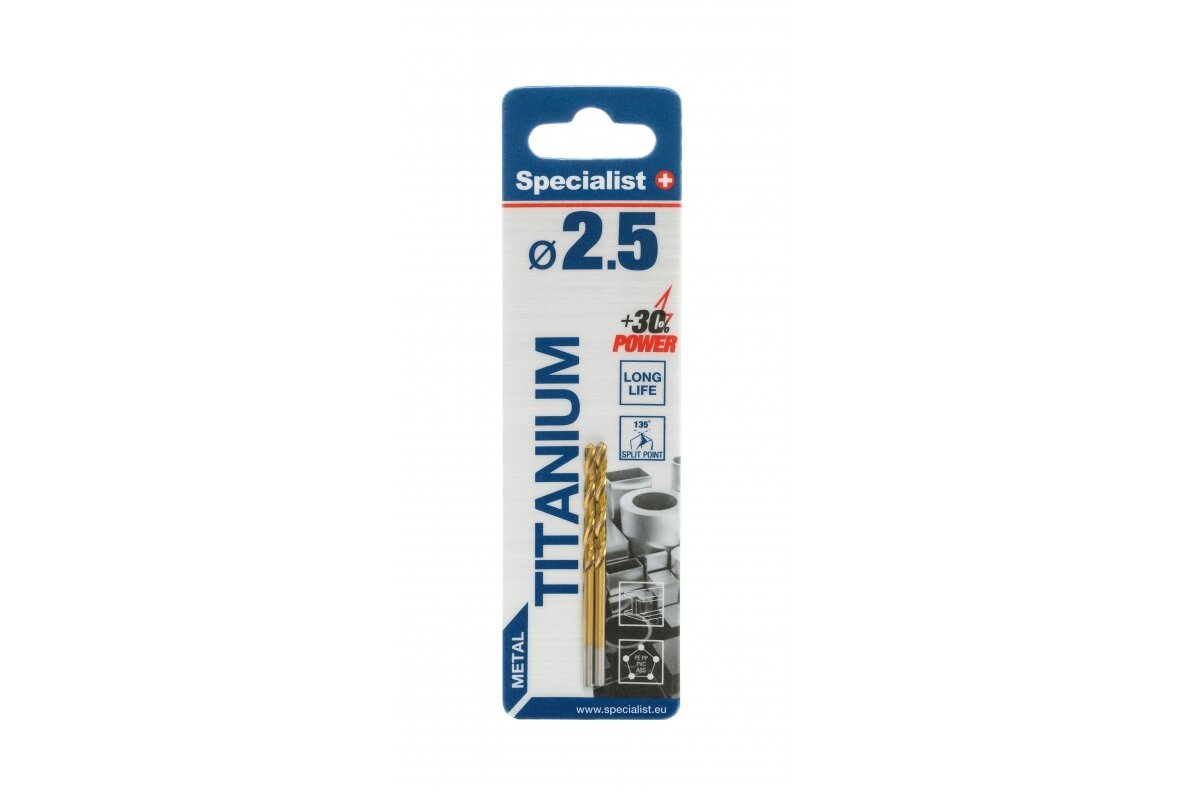 Metalo grąžtas SPECIALIST+ Titan, 2,5 mm, 2 vnt.