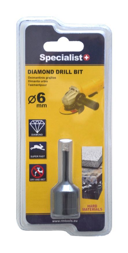 Deimantinė gręžimo karūna SPECIALIST+, 6 mm, M14, kietoms medžiagoms gręžti