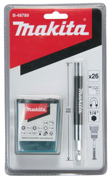 Antgalių rinkinys MAKITA, PZ2, T20, T30, PH2, 120 mm, 26 dalių