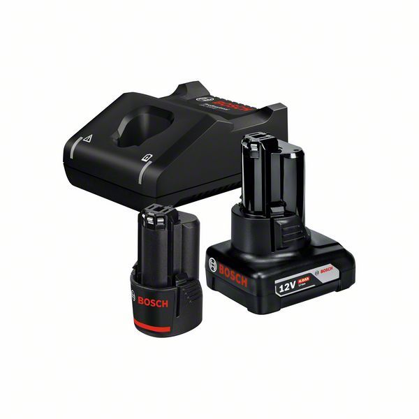 Akumuliatorių ir kroviklio rinkinys BOSCH GBA, 12 V, 2,0 Ah ir 4,0 Ah Li-ion