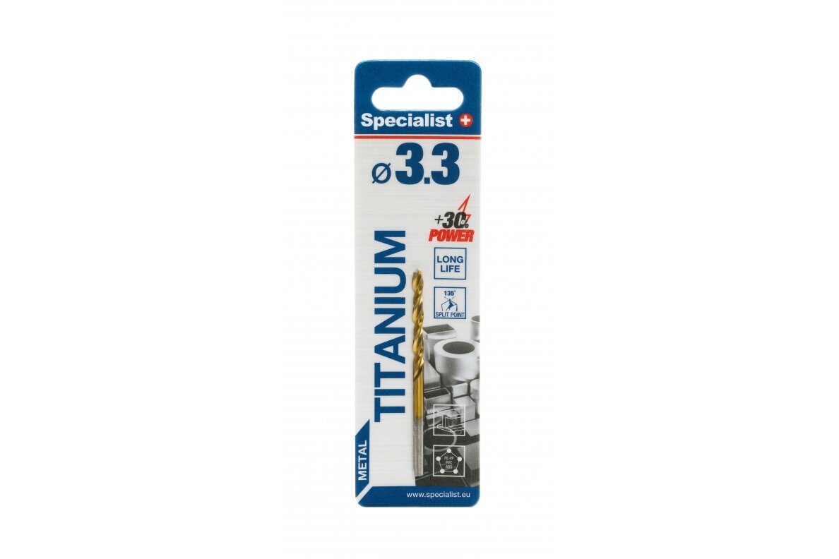 Metalo grąžtas SPECIALIST+ Titan, 3,3 mm
