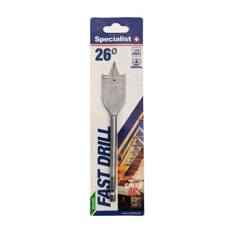 Plunksninis medžio grąžtas SPECIALIST+ Fast, 26 mm