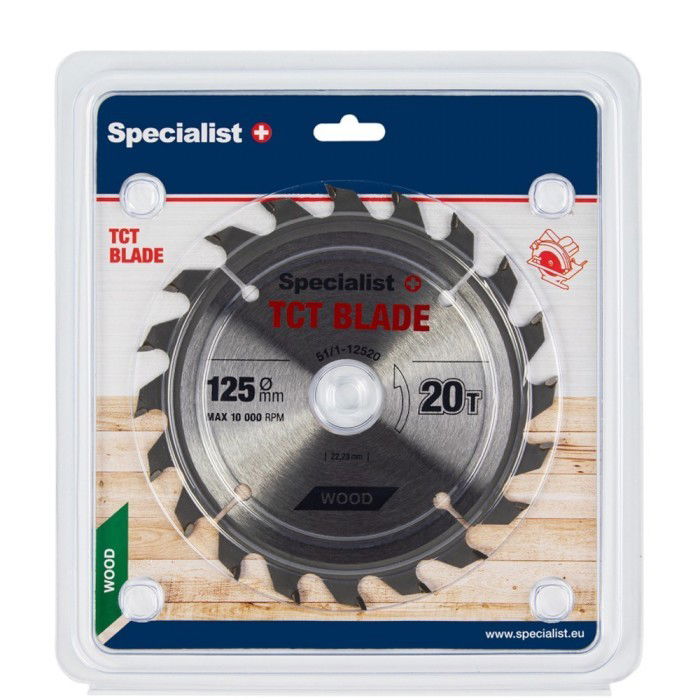 Medžio pjovimo diskas SPECIALIST+, 125 mm, 20 dantų, 22 mm