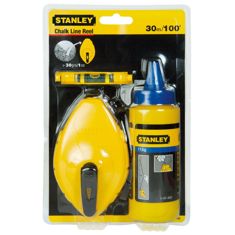 Žymėjimo virvės ir kreidos rinkinys STANLEY, 30 m, 115 g, su gulsčiuku 7 cm