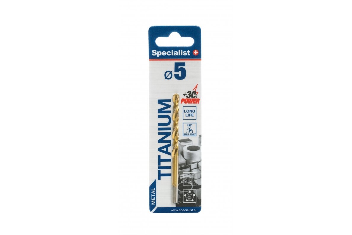 Metalo grąžtas SPECIALIST+ Titan, 5,0 mm