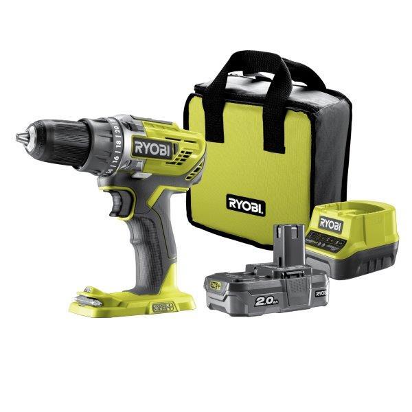Akumuliatorinis suktuvas-gręžtuvas RYOBI ONE+ R18DD3-120S, 18 V, 2,0 Ah