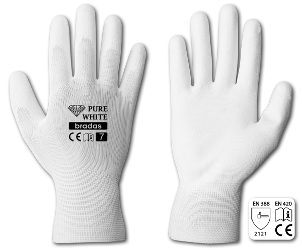 Sodo ir darbo pirštinės Bradas PURE WHITE, 11 dydis, 6 vnt.
