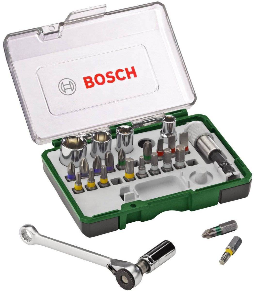 Sukimo antgalių komplektas BOSCH, PH, PZ, SL, HEX, T, 27 dalių