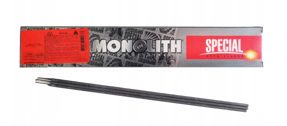 Suvirinimo elektrodai MONOLITH CCH-4, 3,0 x 350 mm, ketaus ir lankstiems metalams, 3 vnt.