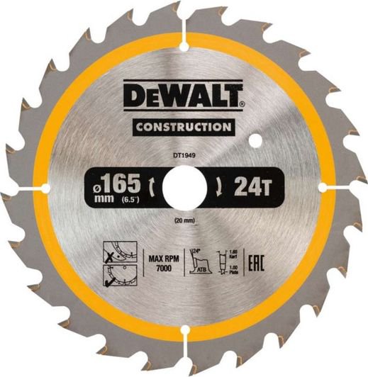 Dewalt circular saw 165x20mm, 24 teeth (DT1949-QZ)