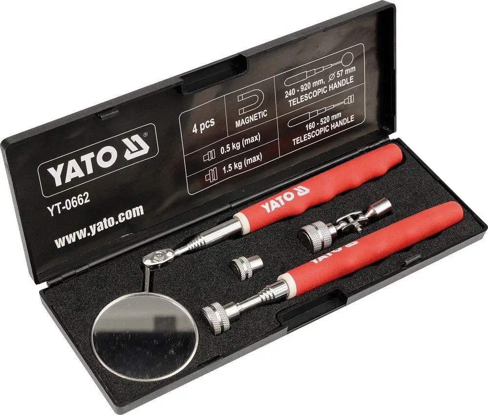 YATO apžiūros rinkinys teleskopinis veidrodis + magnetinis griebtuvas - yt-0662
